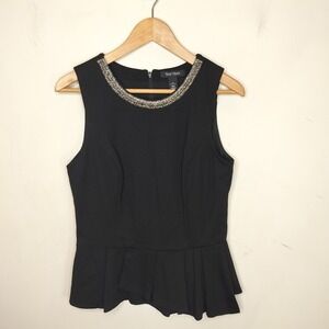 White House Black Market Peplum Top Beaded Neckline